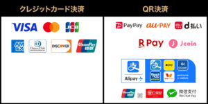 各種キャッシュレス決済に対応 クレジットカードとQR決済